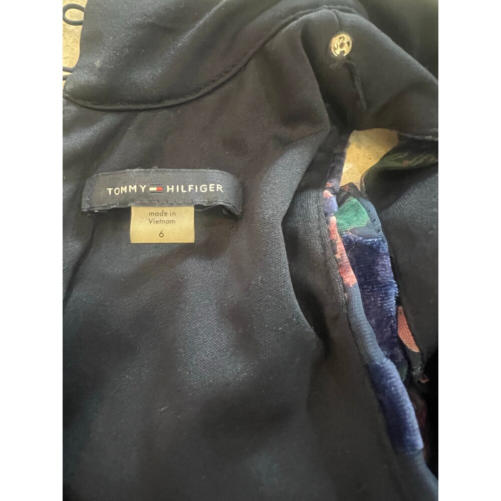 Tommy Hilfiger Navy Floral Velvet Detail Dress – Size 6 - Picture 7 of 7